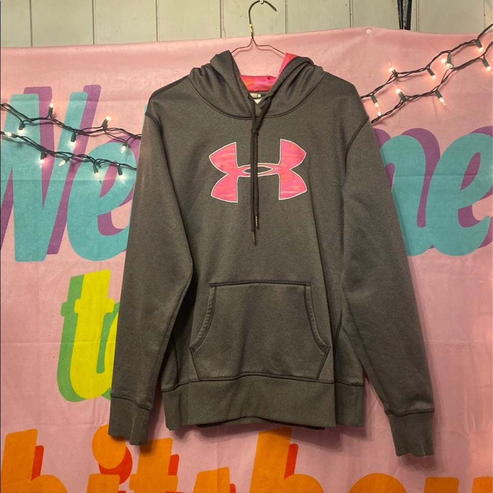 Woman’s Grey & Pink Under Armour Hoodie